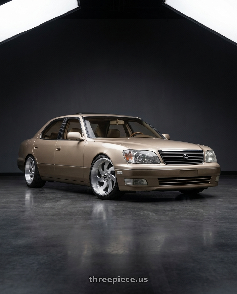 1999 Lexus ls400 base with Off Road Monster M07 8Lug Blank 20x10-19 Brushed Face Silver wheels