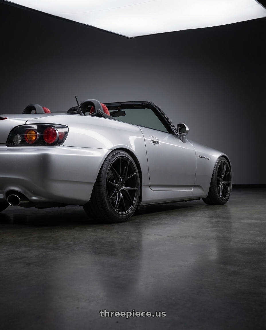 2009 Honda S2000 with Niche 1PC M117 MISANO 5X114.3 17X8 +40 MATTE BLACK wheels rear three quarter view square tires