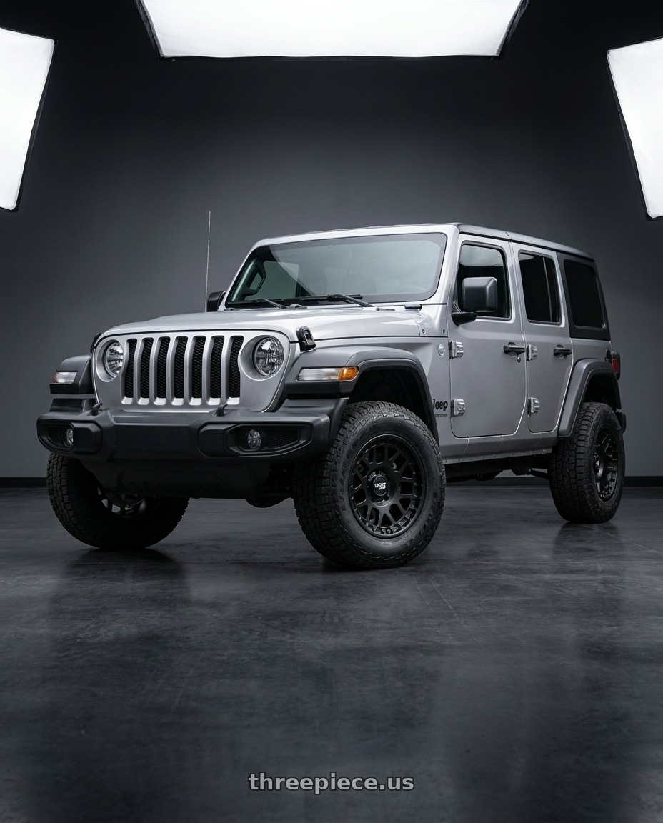 2021 Jeep Wrangler Sport fitted with Dirty Life Mesa 9306 5x127 17x9-12 Matte Black $284 wheels