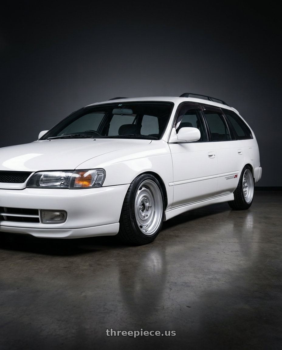 1993 corolla wagon with Mobelwagen MW430S Interceptor 4X130 15x5.5 20 Silver wheels
