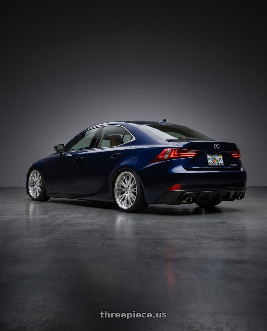 2015 lexus is250  with Work Gnosis Gr204 5x114.3 19x9.5+45 A Disk Brush Silver Clear wheels rear three quarter view slight stretch tires