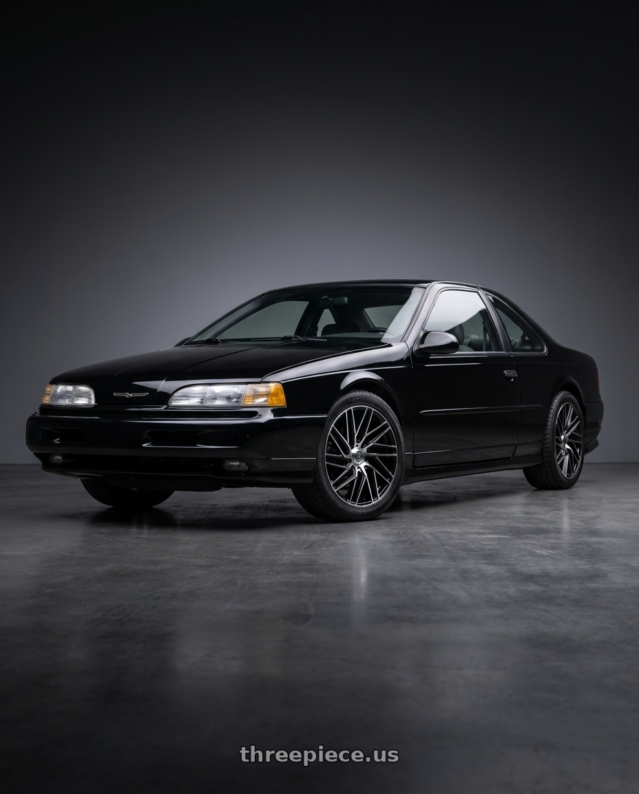 1993 Ford Thunderbird SC Black with Edge Street 355MB 5x108 / 5x114.3 18x8 +40 Gloss Black Machined Face wheels