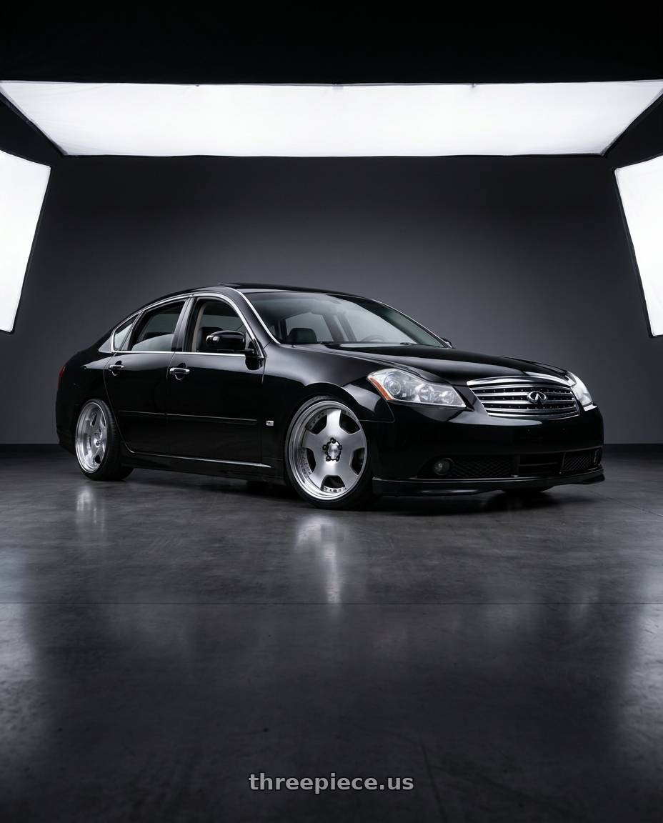 2007 Infiniti M35x with Work Lanvec Ld1 5x114.3 20x11+22 O Disk Machine Silver Polish wheels
