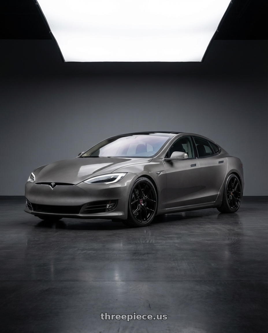 2018 Tesla Model S with Vossen HF-5 21x12 / 5x120 / ET52 / Deep Face / 72.56 - Gloss Black Wheel - HF5-1B36 wheels