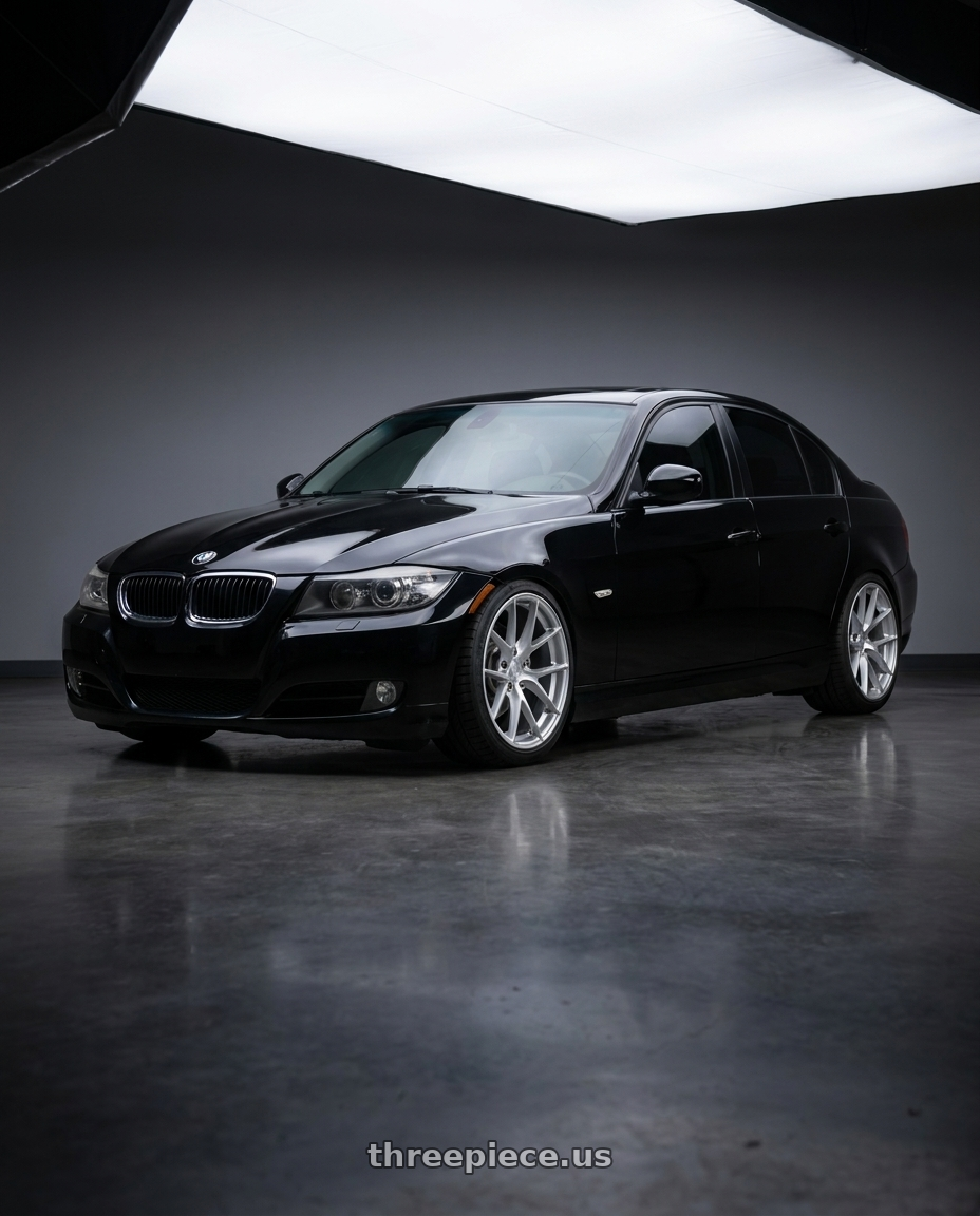 2011 bmw 335d with Aodhan AFF7 5x120 18x8.5+35 Gloss Silver Machined Face wheels