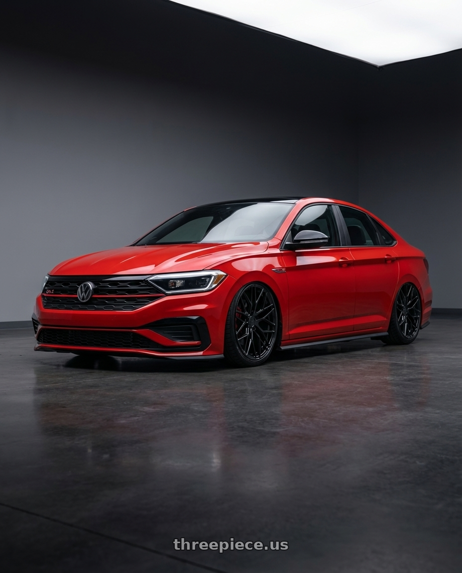 2023 Volkswagen Jetta GLI MK7 with Avant Garde Wheels M520R 5X112 19x9.5 +40 Gloss Black wheels