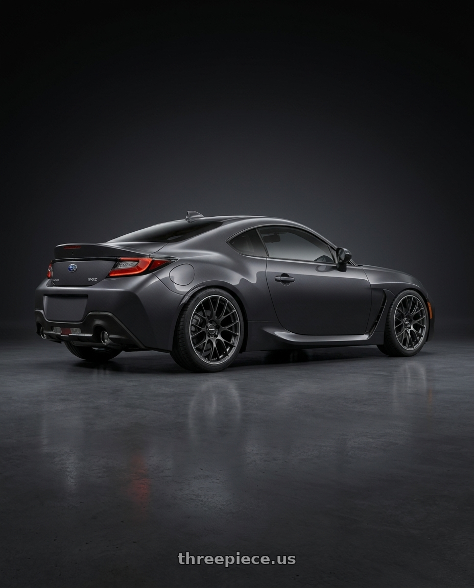 2023 Subaru BRZ premium with Volk Racing G16 5x120 19x9.5+23 wheels rear three quarter view square tires