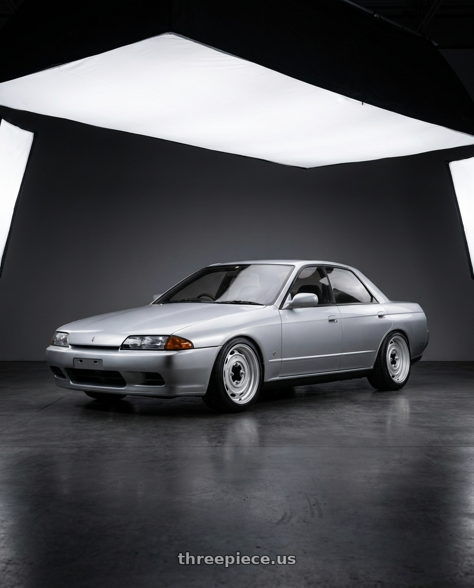 1992 nissan  skyline  gtst with Mobelwagen MW430S Interceptor 4X130 15x5.5 20 Silver wheels