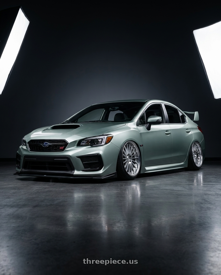 2021 Subaru wrx sti millennium jade with Work Lanvec Lf1 5x114.3 18x9+45 A Disk Machine Silver Polish wheels