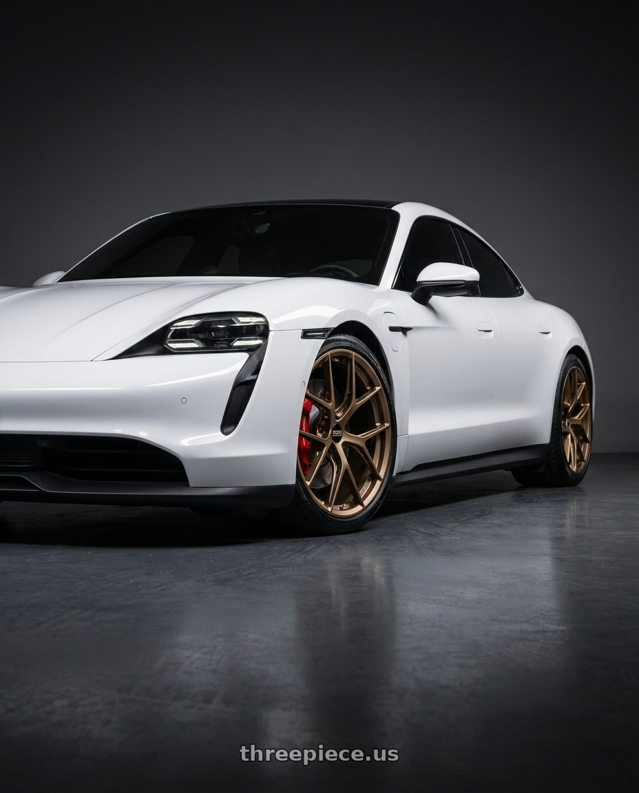 2022 porsche taycan with BBS FI-R CL 20x9.0+52 Matte Bronze wheels