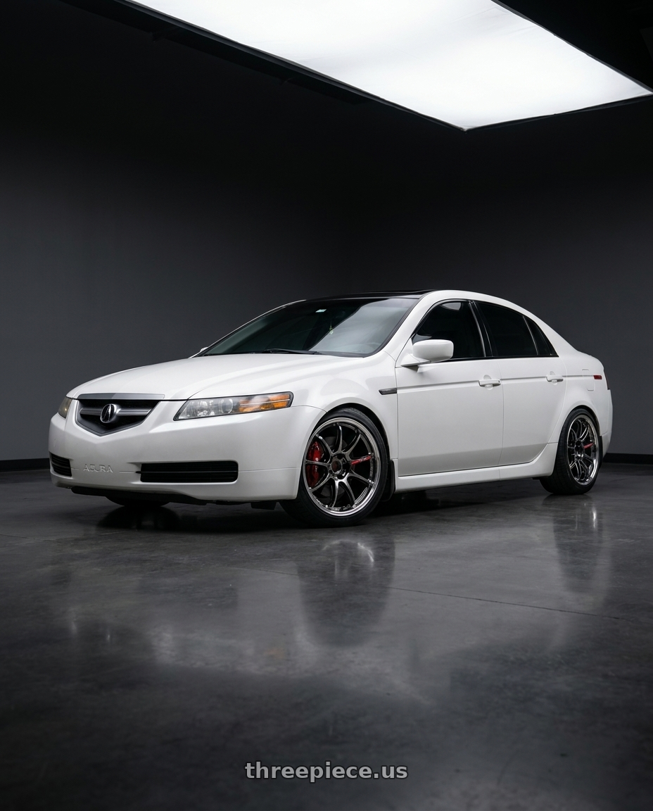 2004 Acura tl with Work Emotion Zr10 5x114.3 18x8.5 +38 Glim Black Diamond Rim cut wheels