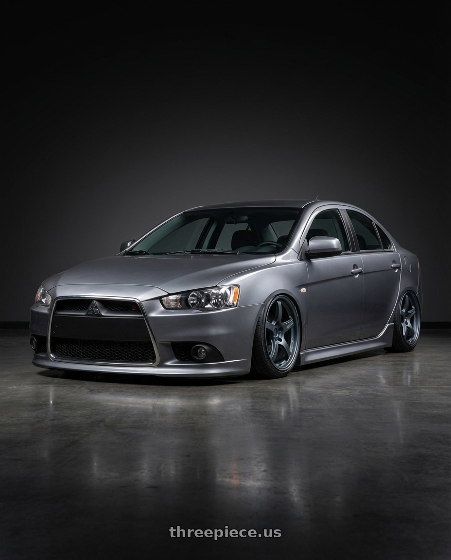 2014 Mitsubishi Lancer Ralliart with Gram Lights 57CR 5x114.3 18x9.5+22 Gunblue II wheels