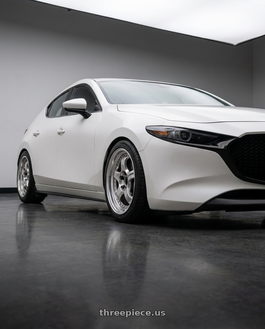 2021 Mazda 3 hatchback with Work Meister S1 3P 5x114.3 18x8.5+50 R Disk Bright Buff Finish wheels
