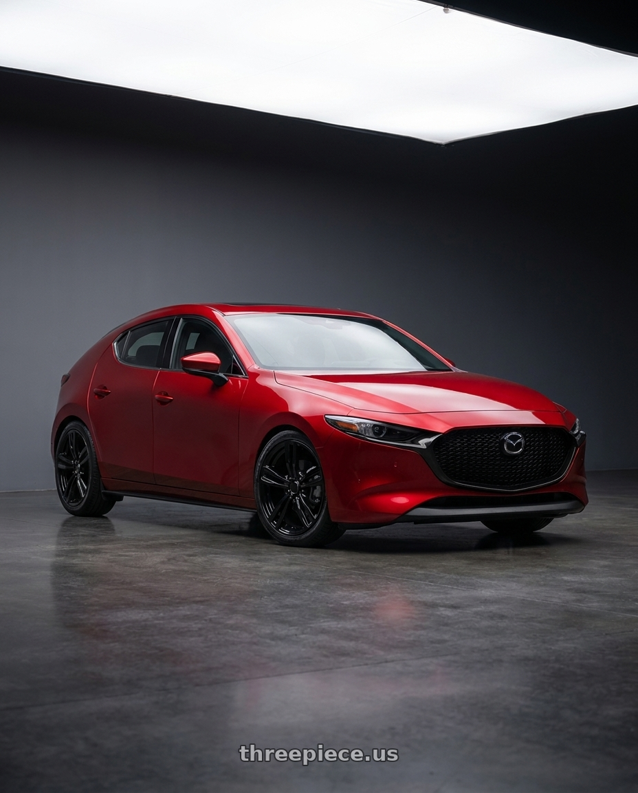2024 Mazda 3 with REPLICA WHEELS R5056 5x120 19x8.5+35 GLOSS BLACK wheels