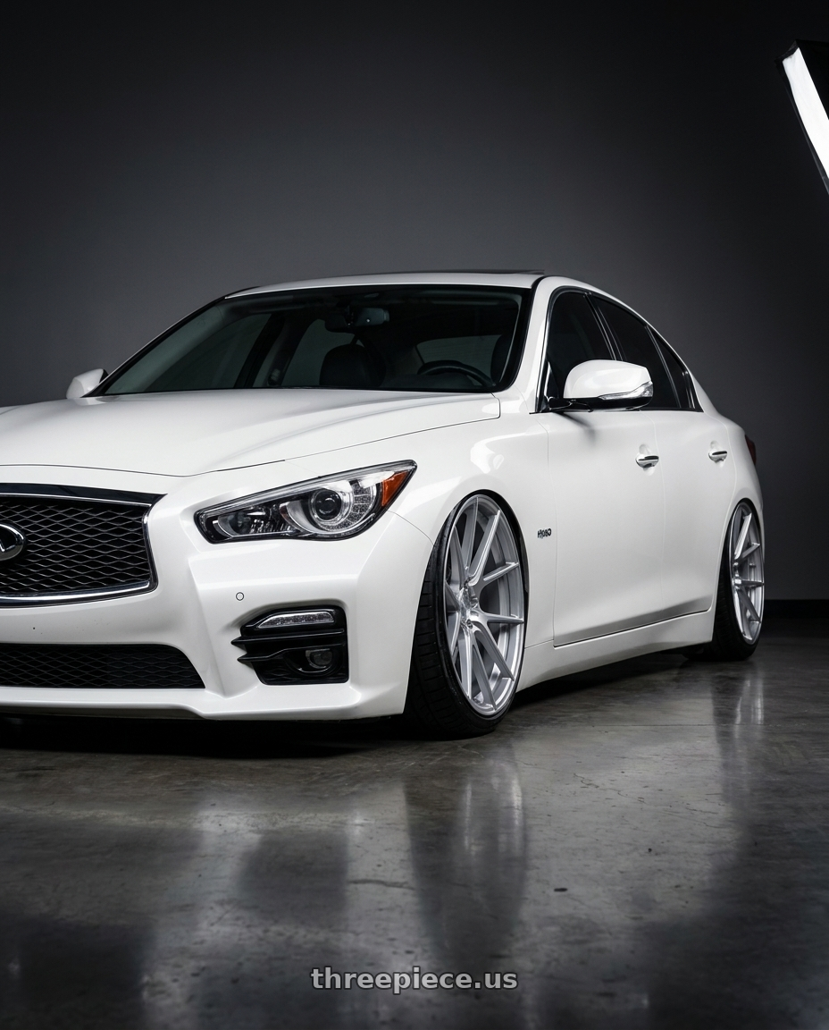2020 Infiniti Q50 with Aodhan AFF3 5x114.3 20x9+32 Gloss Silver Machined Face wheels