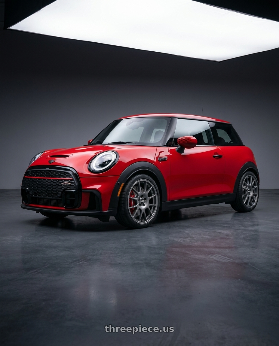 2025 mini jcw red with BBS CO 5x112 18x8 +44 Titanium wheels