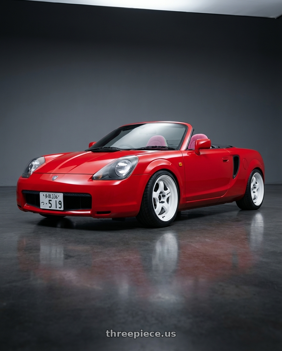 2000 MR2 Spyder in red with Work Meister S1 2P 4x100 15x8+22 O Disk Black wheels
