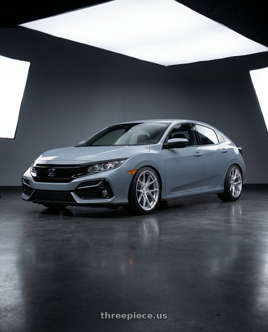 2021 Honda Civic Type R with Aodhan AFF7 5x120 18x9.5+35 Gloss Silver Machined Face wheels