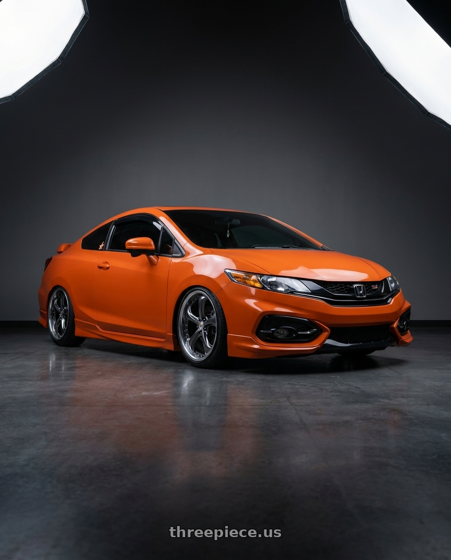 2015 honda civic si coupe  with Work Wheels VS-KF 5x114.3 18x8.5+35 Brilliant Silver Black L Disk FULL REVERSE wheels