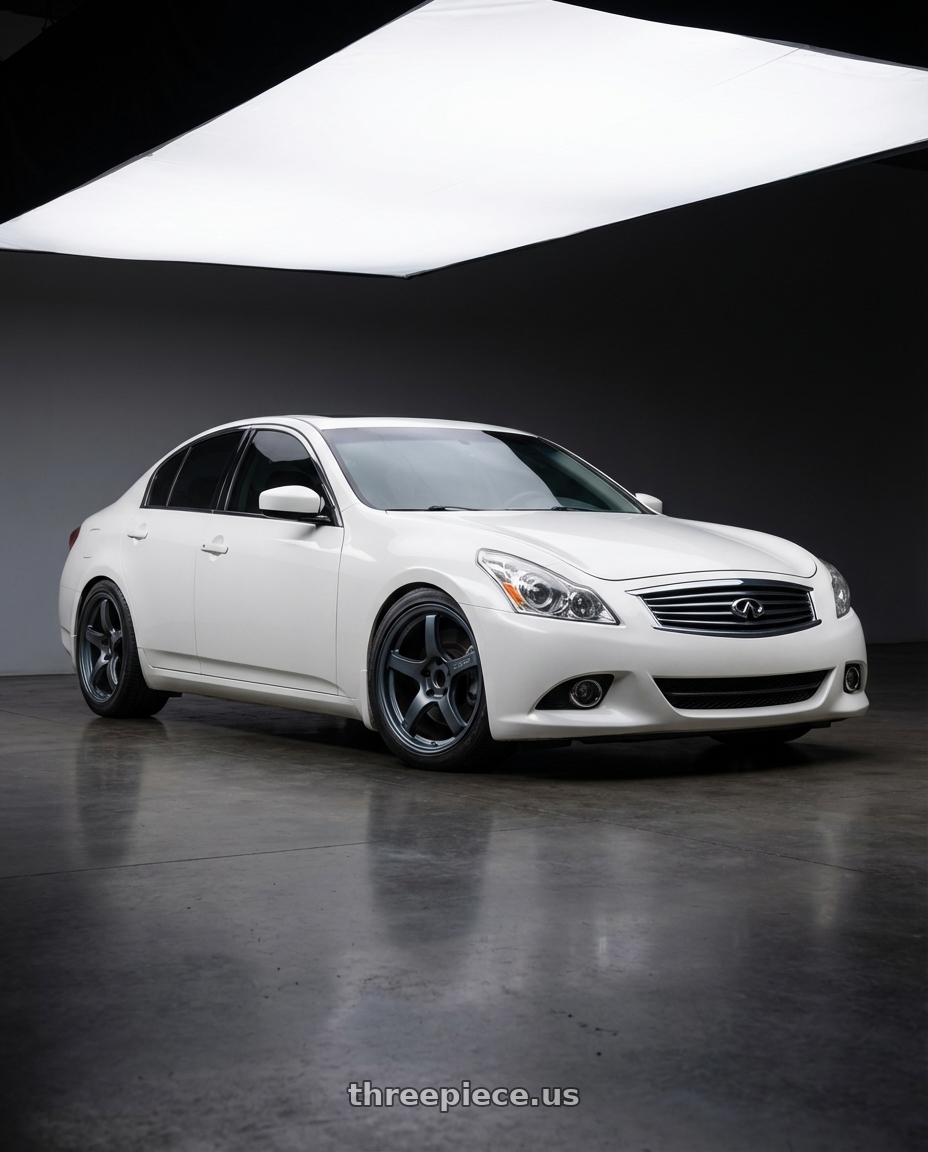 2014 Infiniti G37 Coupe with Gram Lights 57CR 5x114.3 19x9.5+35 Gunblue II wheels