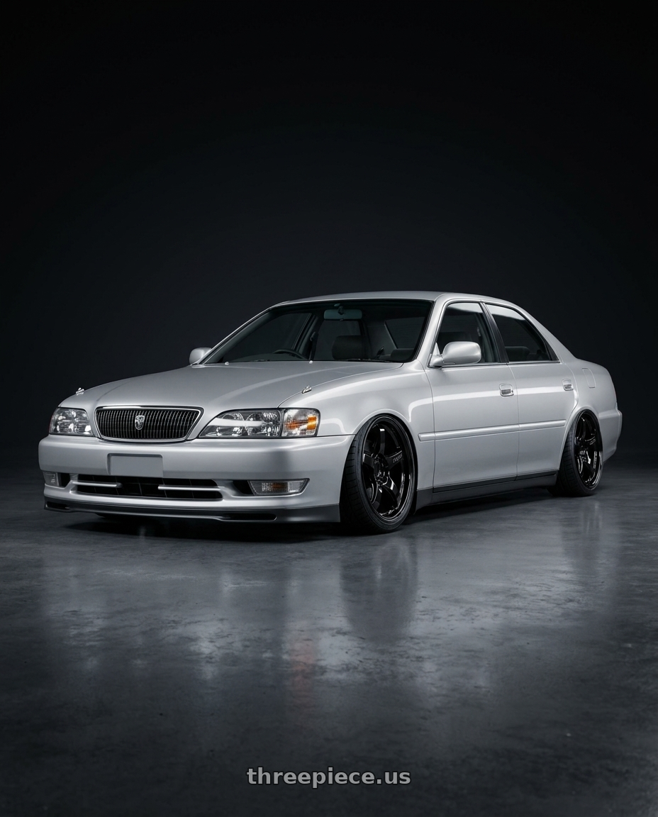 1994 Toyota cresta tourer v silver with Gram Lights 57CR 5x114.3 18x9.5+38 Glossy Black wheels