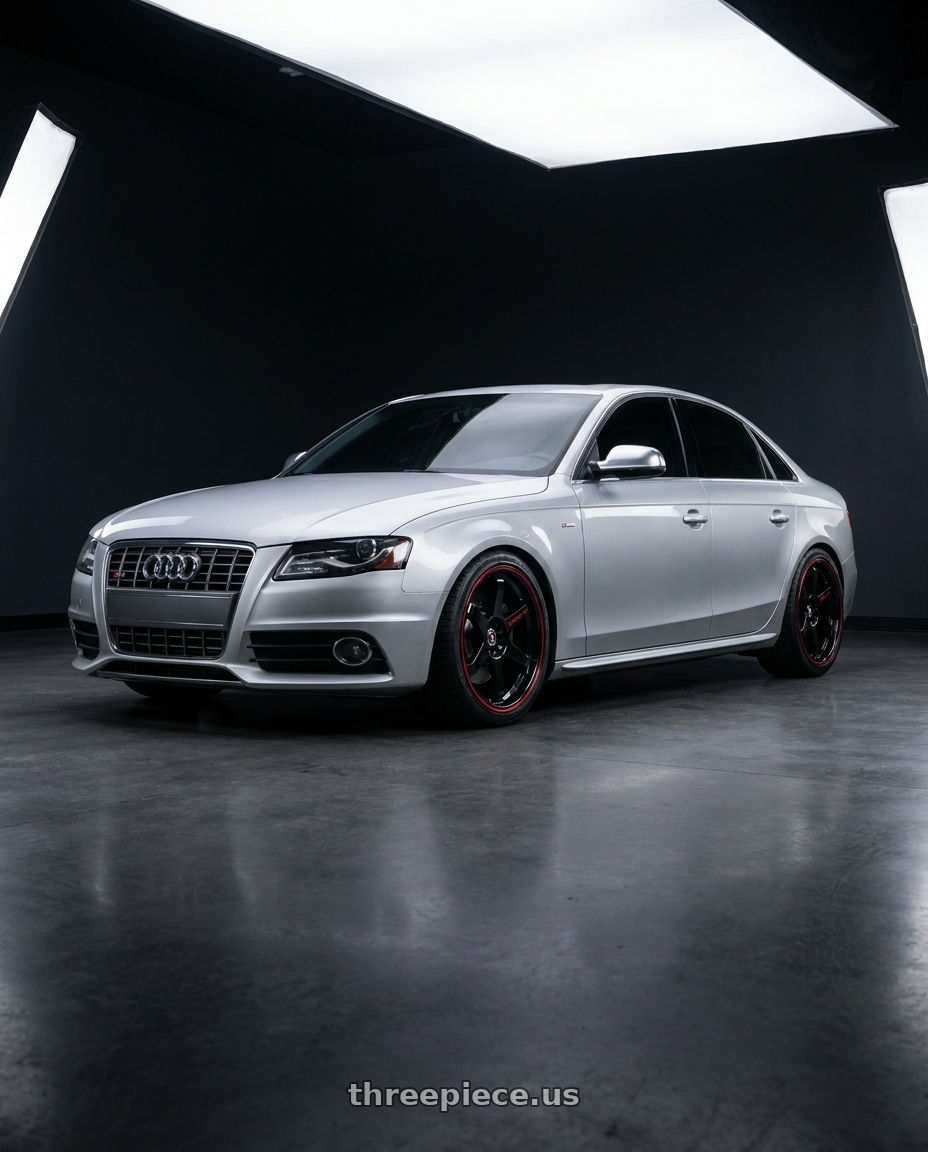 2012 Audi S4 with Spec-1 SPT-33 5x112 19x8.5 +38 Gloss Black & Red Line wheels