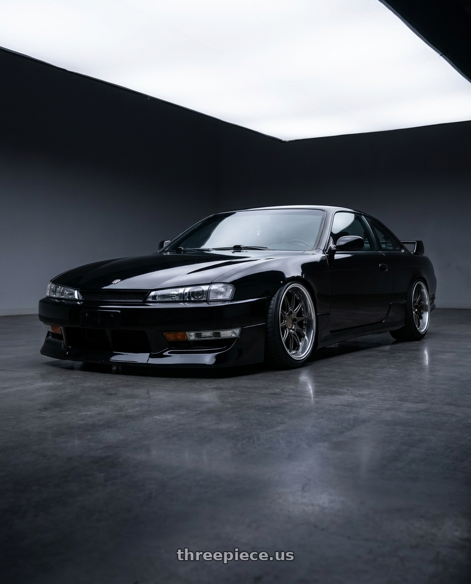 1996 nissan s14 with Work Wheels VS-KF 5x114.3 18x9.5+27 Brilliant Silver Black O Disk FULL REVERSE wheels
