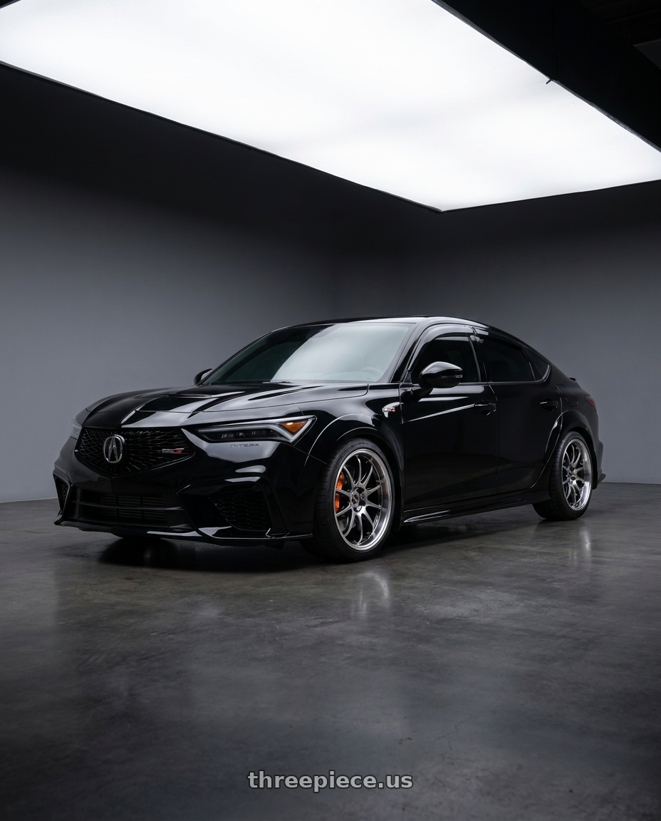 2024 Acura Integra Type S with Work Emotion D9r 5x120 18x9.5 +38 Gt Silver Rim Cut wheels