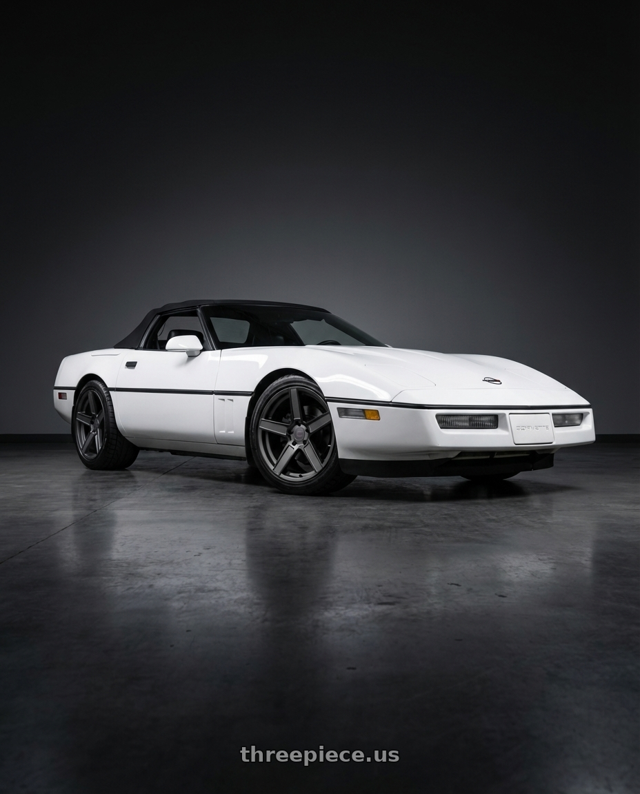 1987 Chevrolet corvette with TSW ASCENT 5X120 17X8 +35 MATTE GUNMETAL W/ GLOSS BLACK FACE wheels