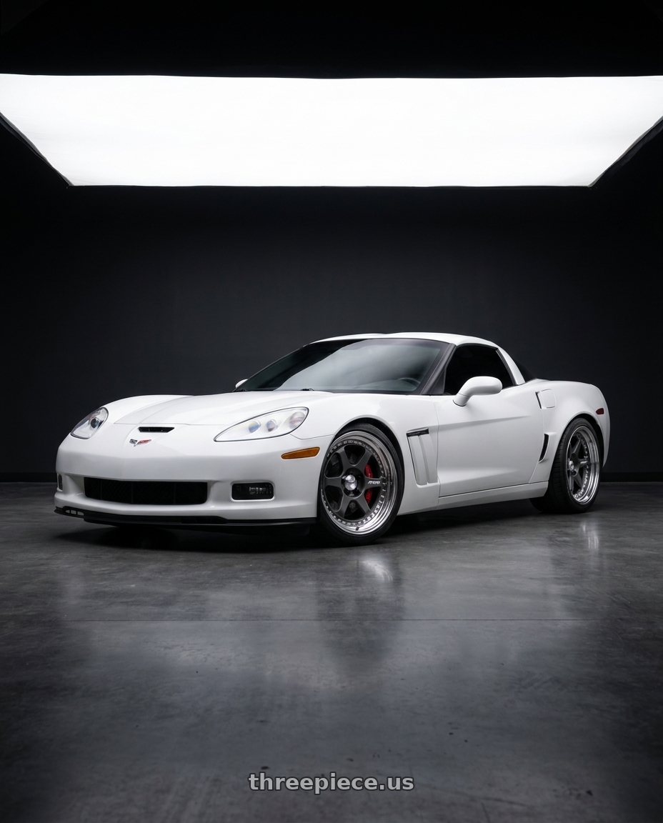 2012 Chevrolet Corvette with Work Meister L1 3P 5x120.65 18x9+31 A Disk Matte Gunmetal wheels