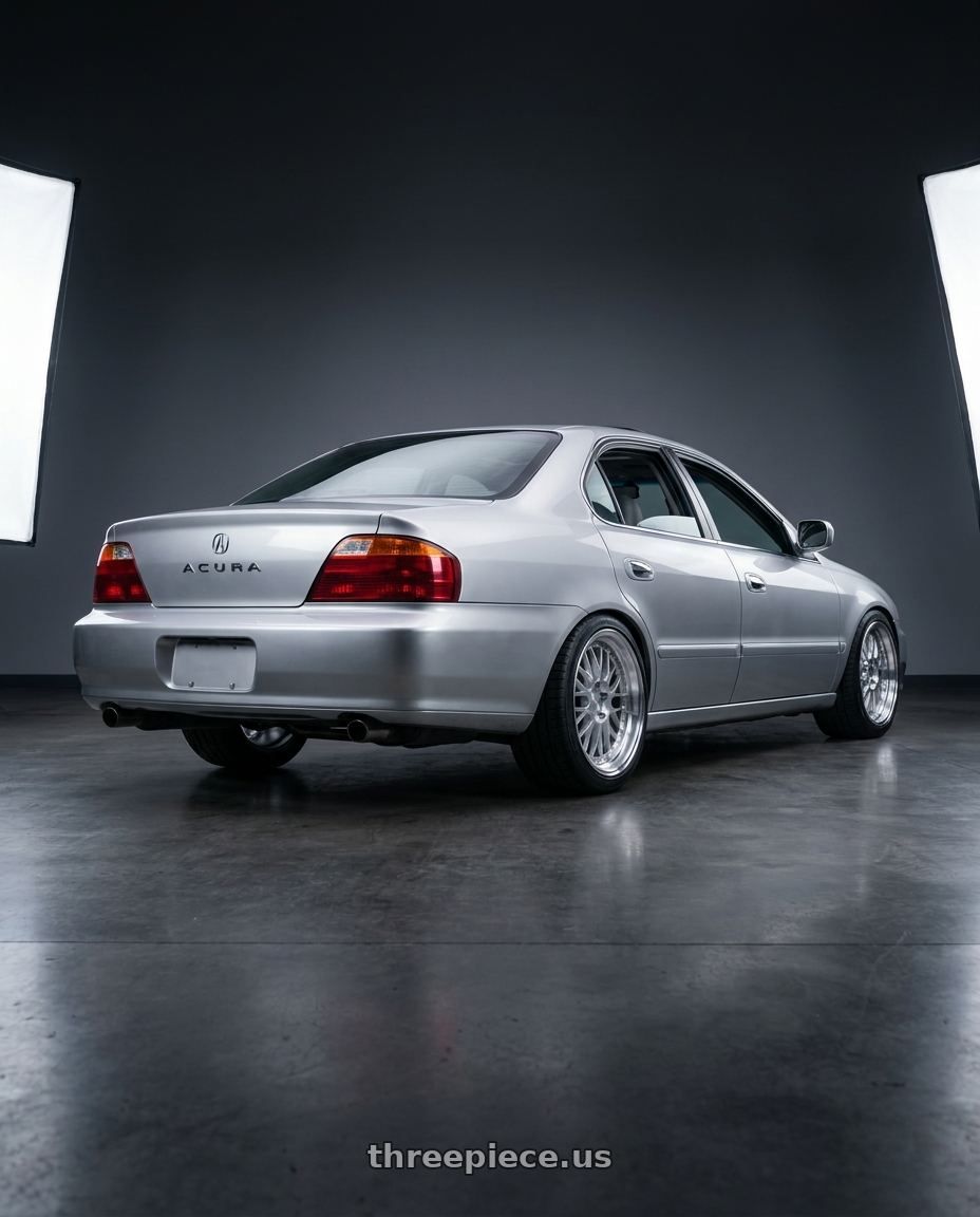 2001 acura tl with ESR Wheels SR SERIES SR05 5x114.3 17x8.5 +30 Hyper Silver wheels rear three quarter view square tires