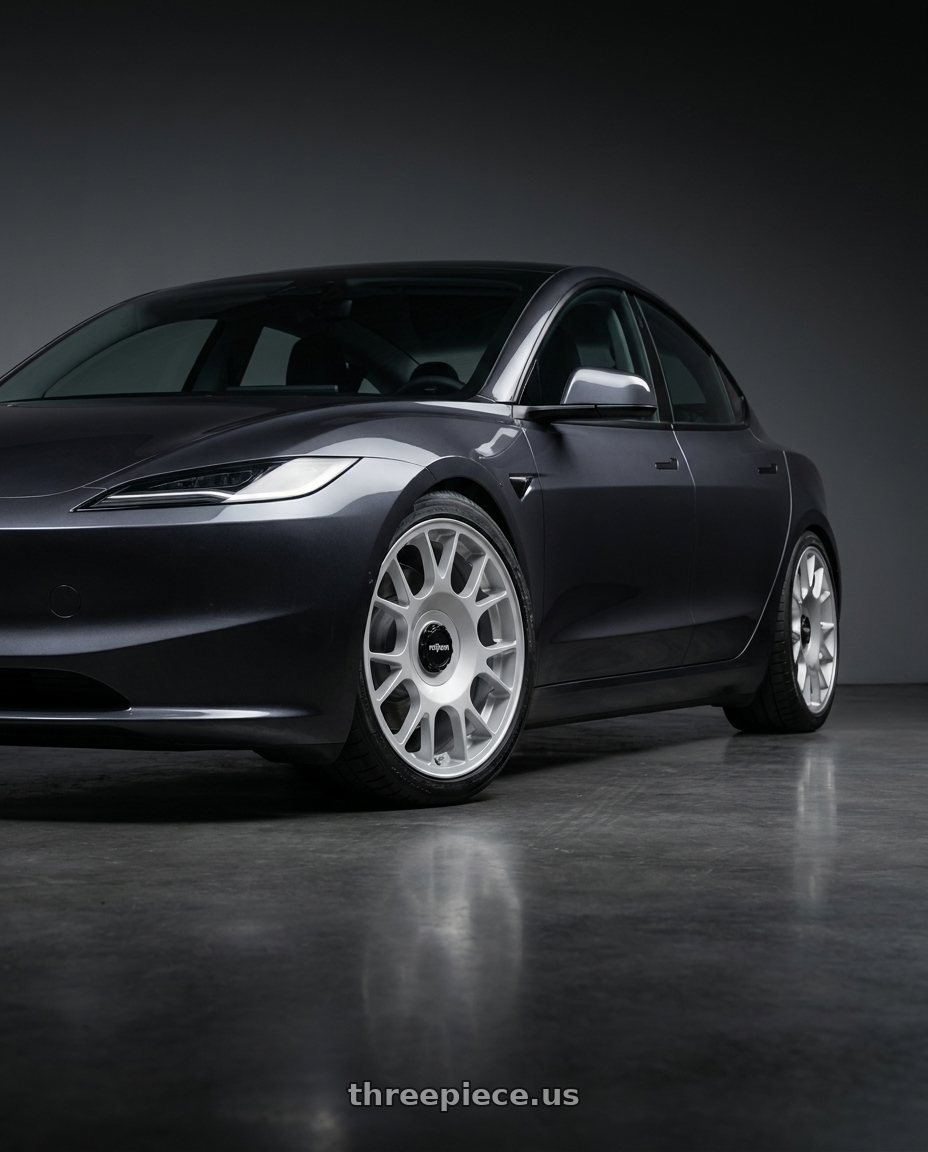 2024 tesla model 3 with Rotiform 1PC R188 TUF-R 5X112/5X114.3 19X8.5 +45 SILVER wheels