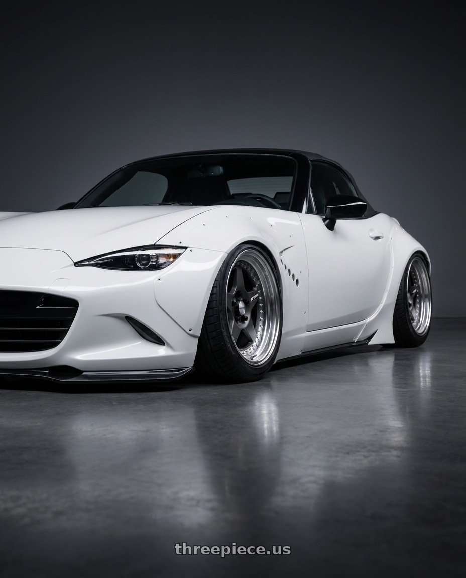 2016 Mazda mx5 with Work Meister Cr01 4x100 16x11+-16 A Disk Matte Gunmetal wheels