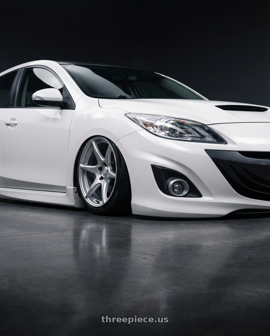 2012 Mazda Mazdaspeed3 with Kansei K11S Tandem 5x114.3 18x10.5 12 Hyper Silver wheels
