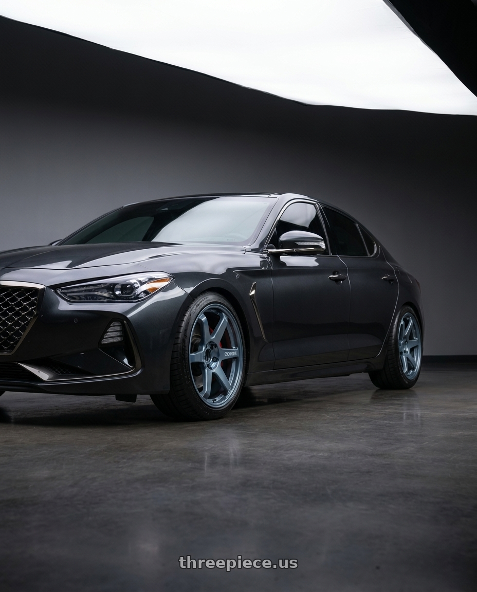 2019 Genesis G70 with Enkei T6R 5x114.3 18x9.5+38 Misty Blue wheels
