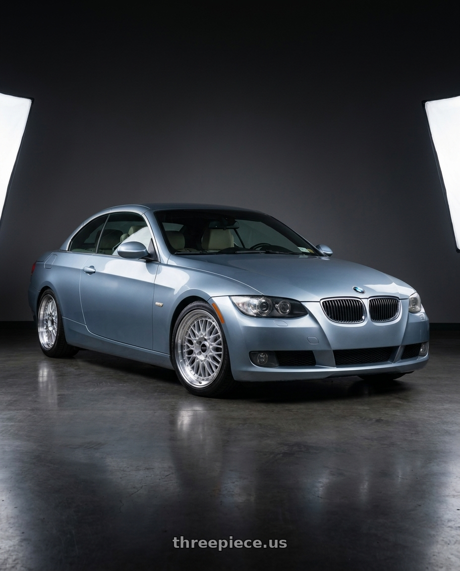 2009 BMW 335i with ARC AR1 5x120 17x8.5  +35 Silver Machine Face Lip Chrome Rivet wheels