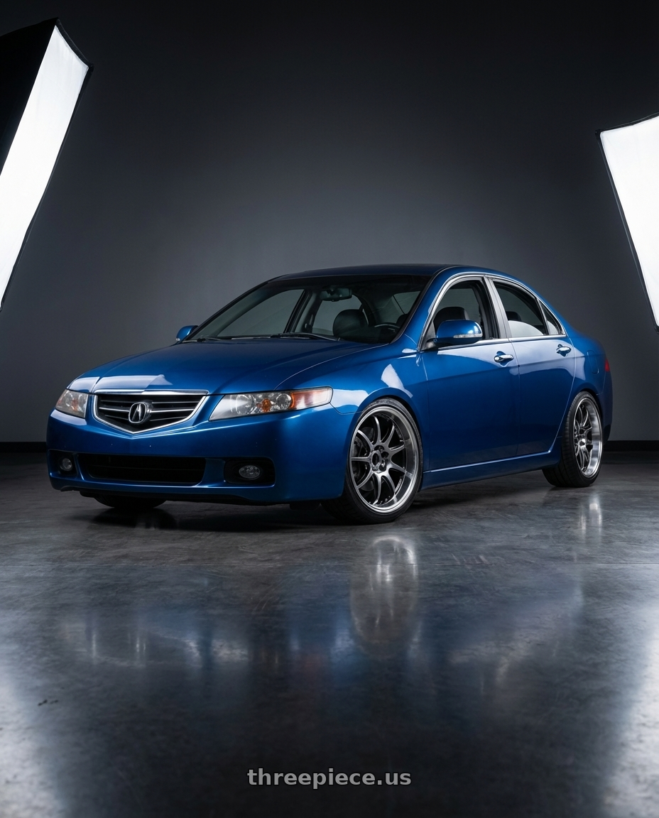 2003 Acura Tsx with Work Emotion D9r 5x100 18x10.5 +15 Gt Silver Rim Cut wheels