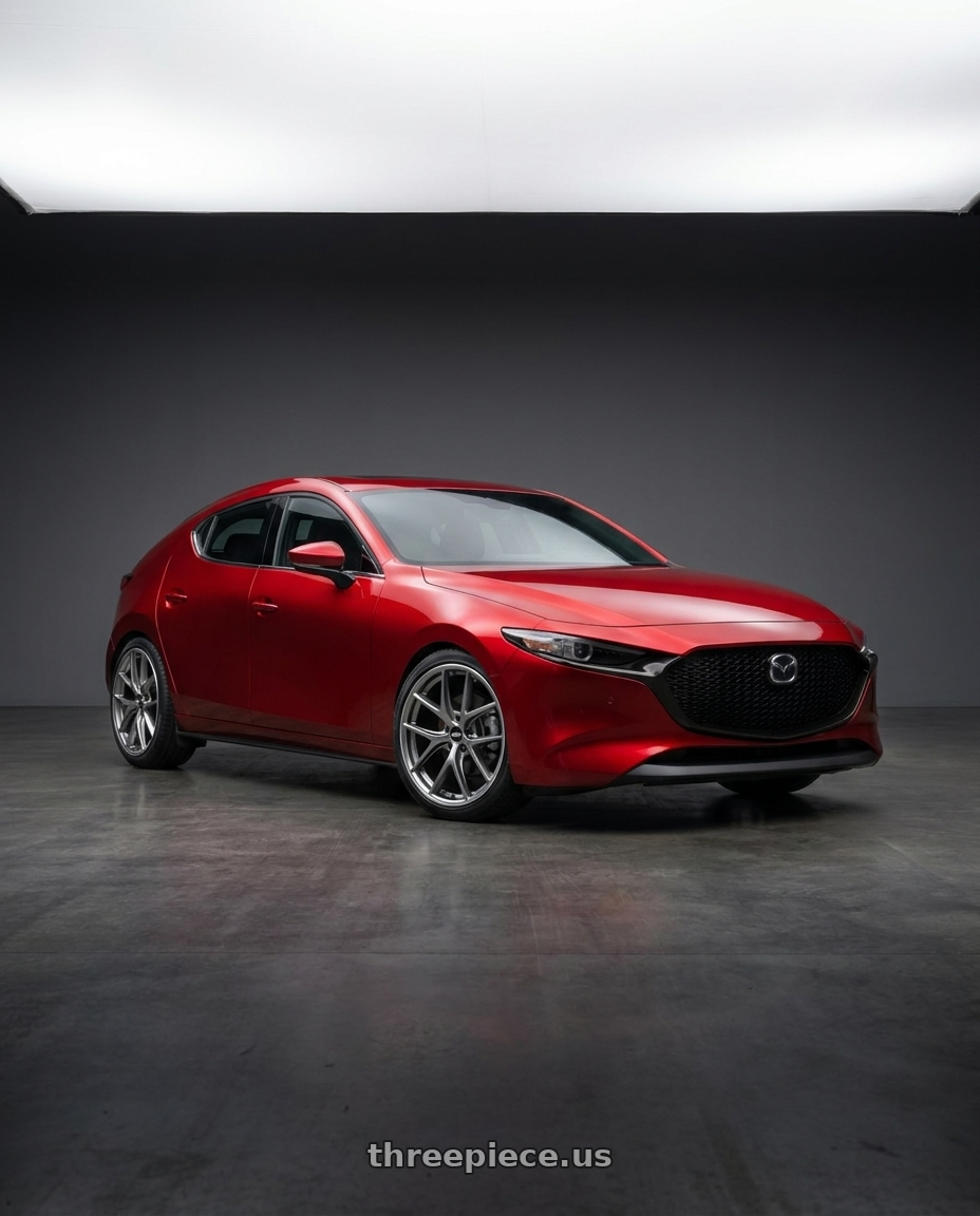 2024 Mazda 3 with BBS CI-R 5x114.3 19x8.5 +43 Platinum Silver Polished Rim Protector wheels