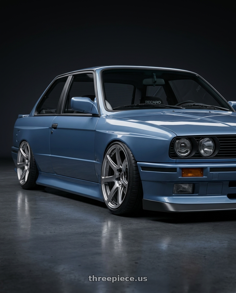 1989 BMW 325i with Work Emotion T7r 5x100 18x10.5 +22 Gt Silver wheels