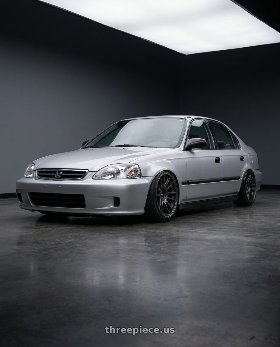 1999 Honda civic with Enkei GTC01RR 5x114.3 18x10.5+22 Matte Gunmetallic wheels
