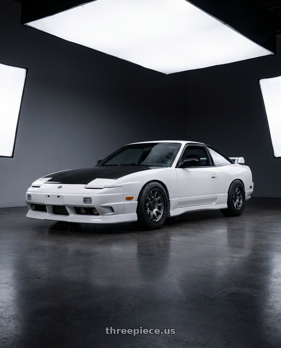 Nissan 240sx 1999 with Black Rhino CALICO 5X127 17X8.5 +34 MATTE GUNMETAL W/ MATTE BLACK LIP wheels