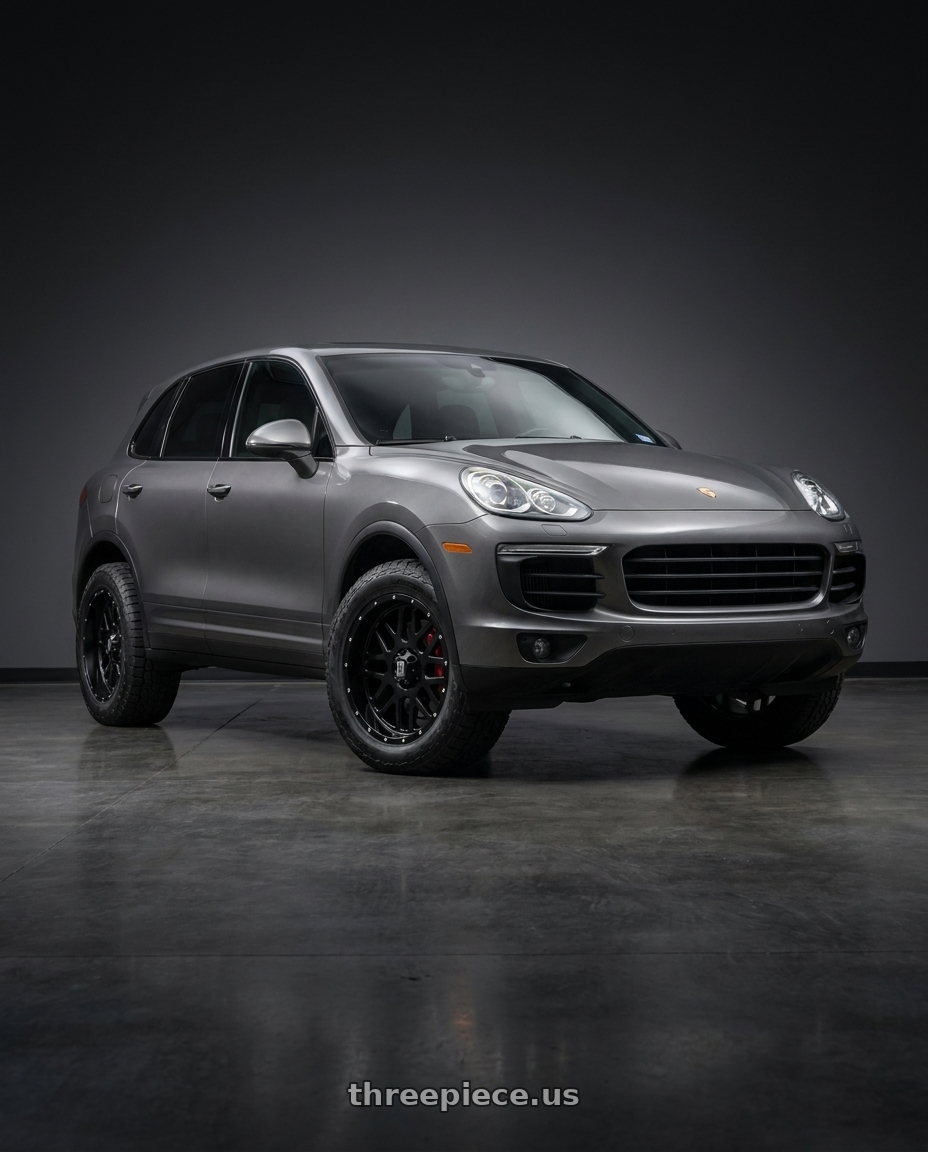2015 Porsche Cayenne s meteor with XD XD820 GRENADE 5X130 18X8 +38 SATIN BLACK wheels