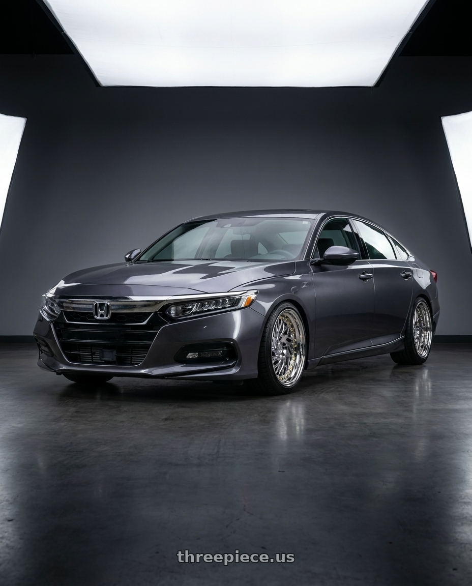 2018 Honda Accord Touring with Aodhan DS03 5x114.3 18x9.5 +30 Vacuum Chrome w/Gold Rivets wheels