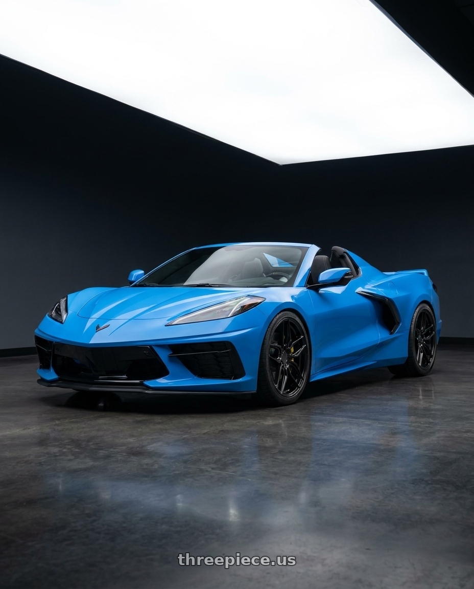 2021 Chev Corvette with OE Wheels CV03D 5x120 20x11+64 Black wheels