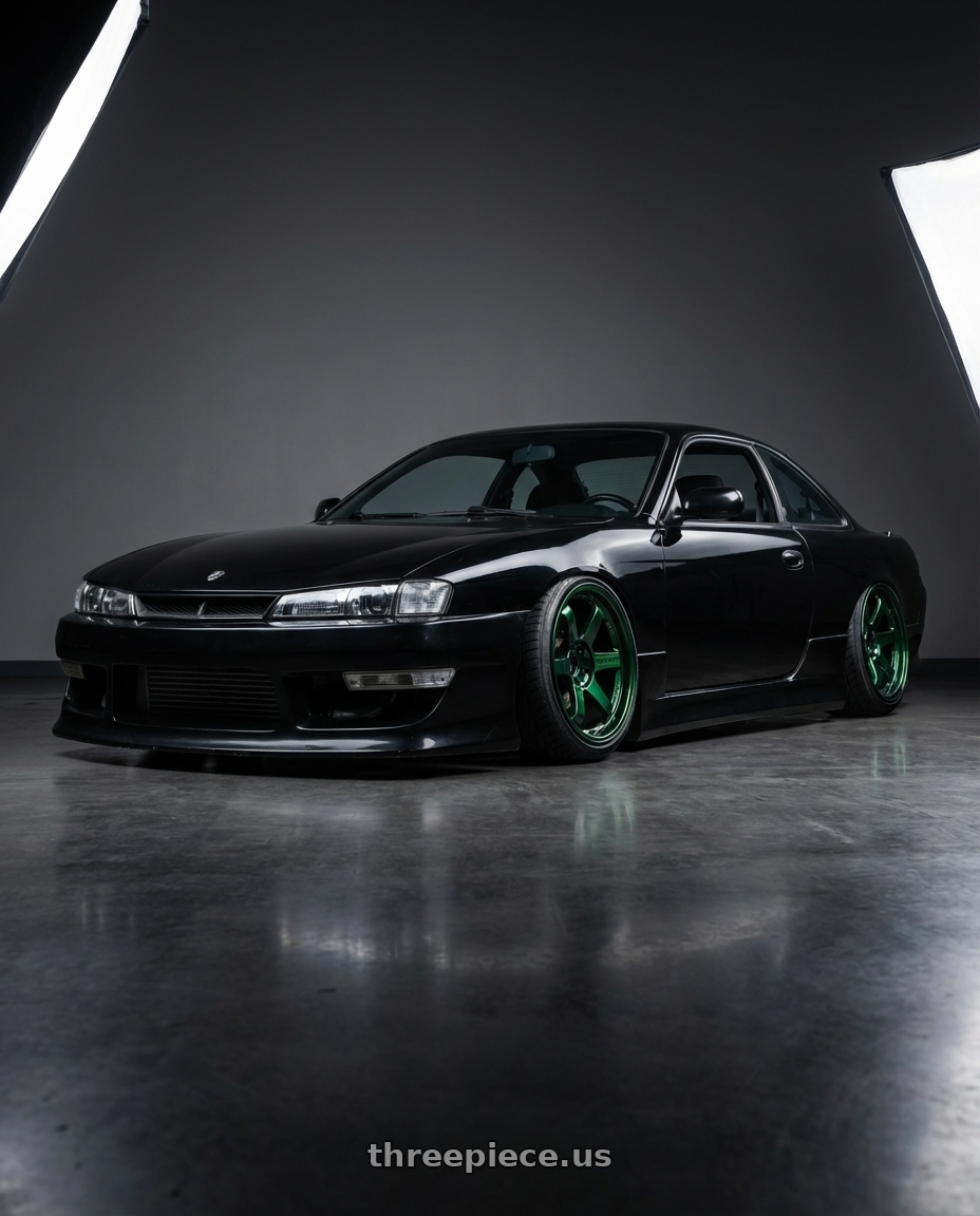 1998 nissan 240sx with Volk Racing TE37SL 5x120 19x10.5 +22 RACING GREEN wheels