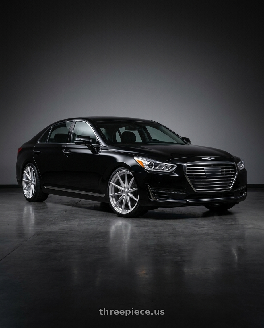 2018 Genesis G90 with DOLCE PERFORMANCE VELOCE 5x114.3 20x10 +40 Gloss Silver Machined Face wheels