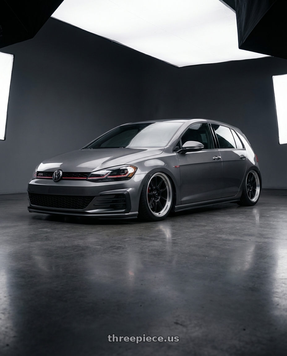 2019 Volkswagen GTI MK7 with Konig Countergram 5x112 19x11+40 Matte Black / Matte Machined Lip wheels