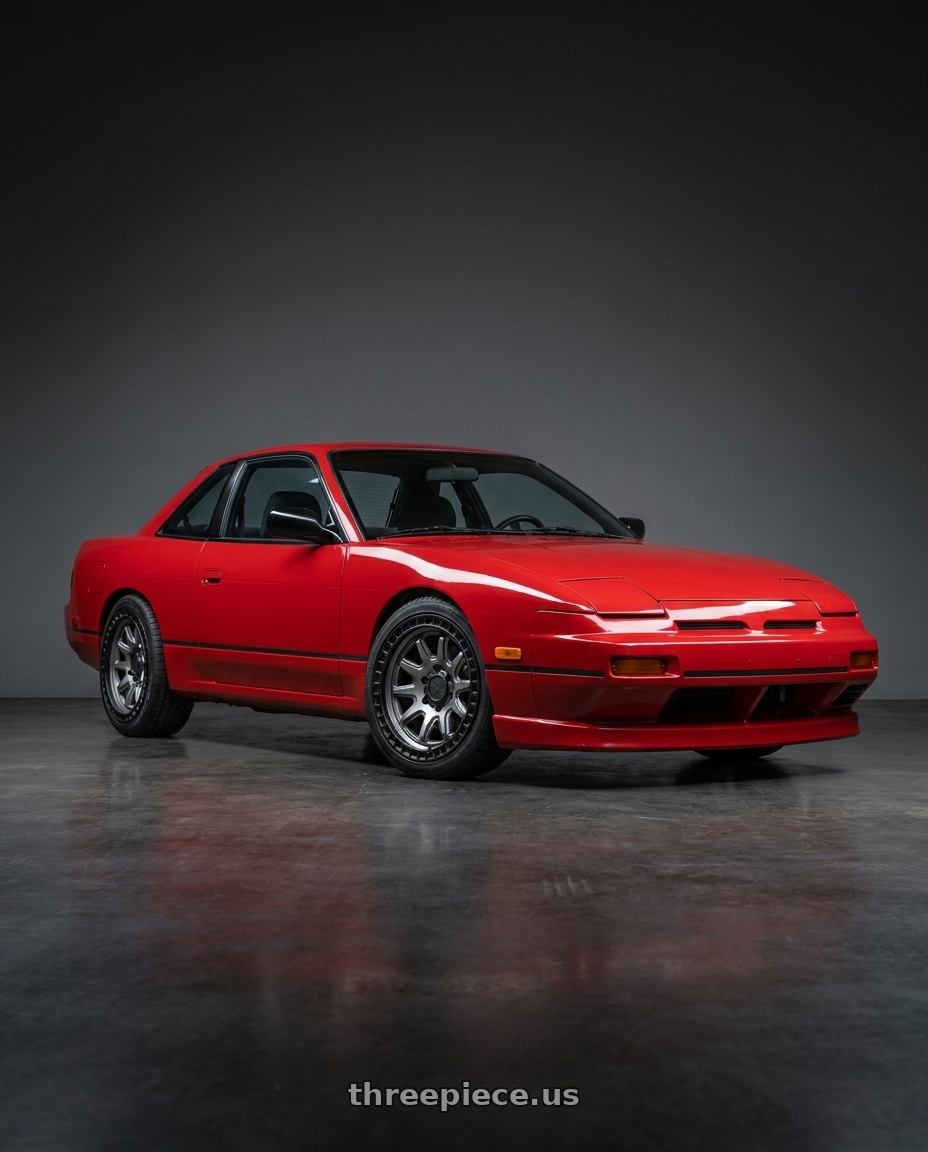 Nissan 240sx 1999 with Black Rhino CALICO 5X127 17X8.5 +34 MATTE GUNMETAL W/ MATTE BLACK LIP wheels