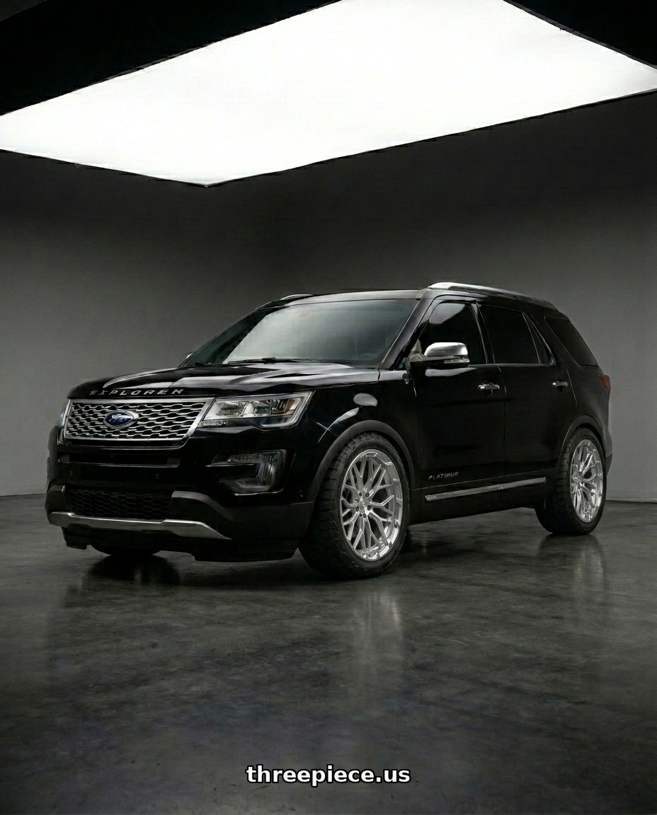2019 ford explorer platinum  with DOLCE PERFORMANCE MAGARI 5x114.3 22x9 +38 Gloss Silver wheels