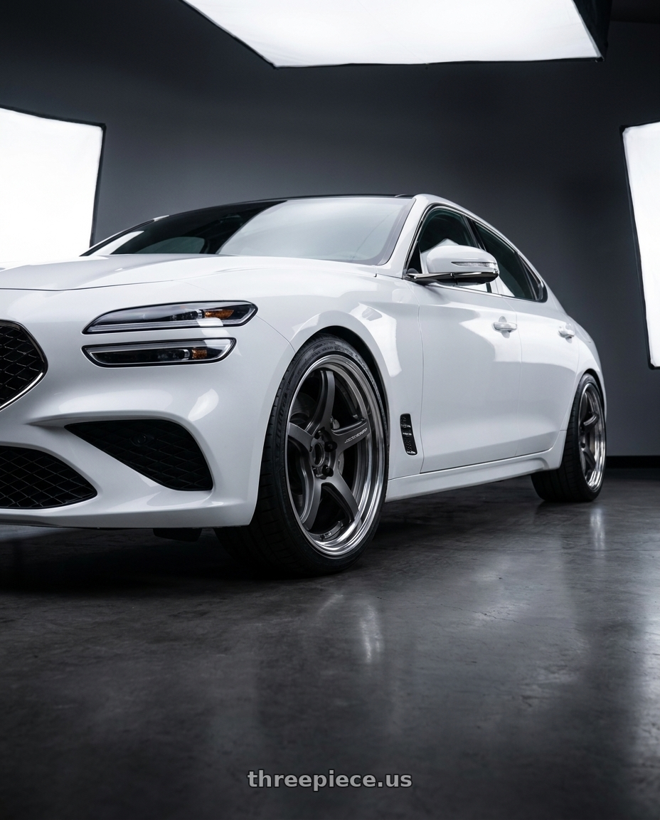 2023 Genesis G70 3 3T with Work T5R 2P 5x114.3 19x8.5 +38 Matte Gunmetal wheels